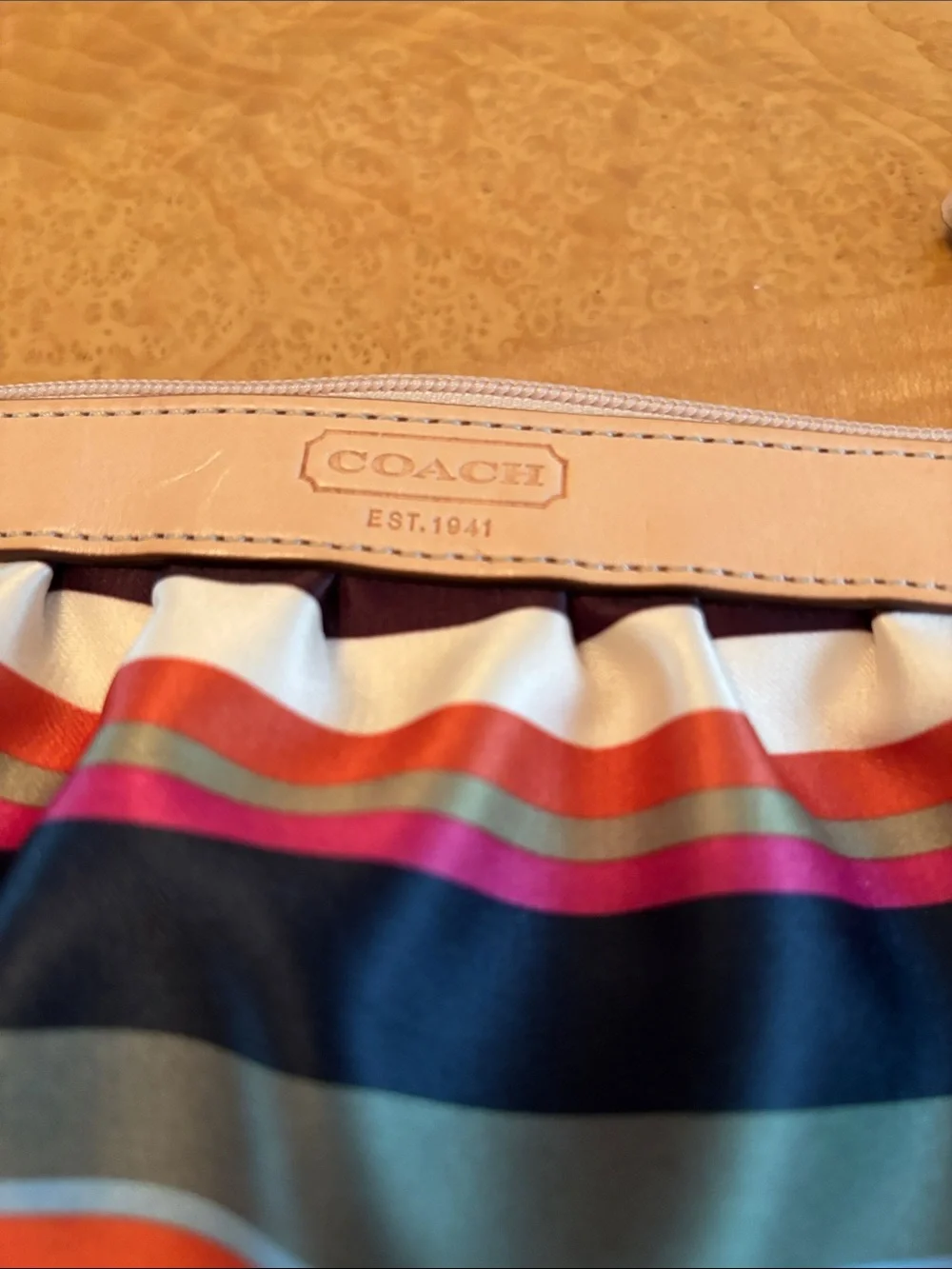 EUC Coach Legacy Satin Striped Legacy Wristlet